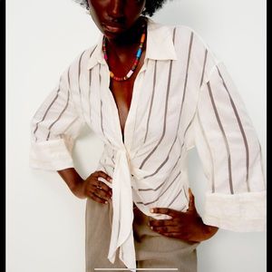 Zara pleated draped blouse